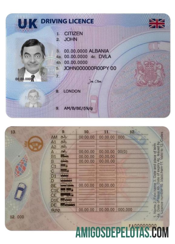 Carta de condução do Reino Unido, (após o presente de dezembro de 2021) exemplo real